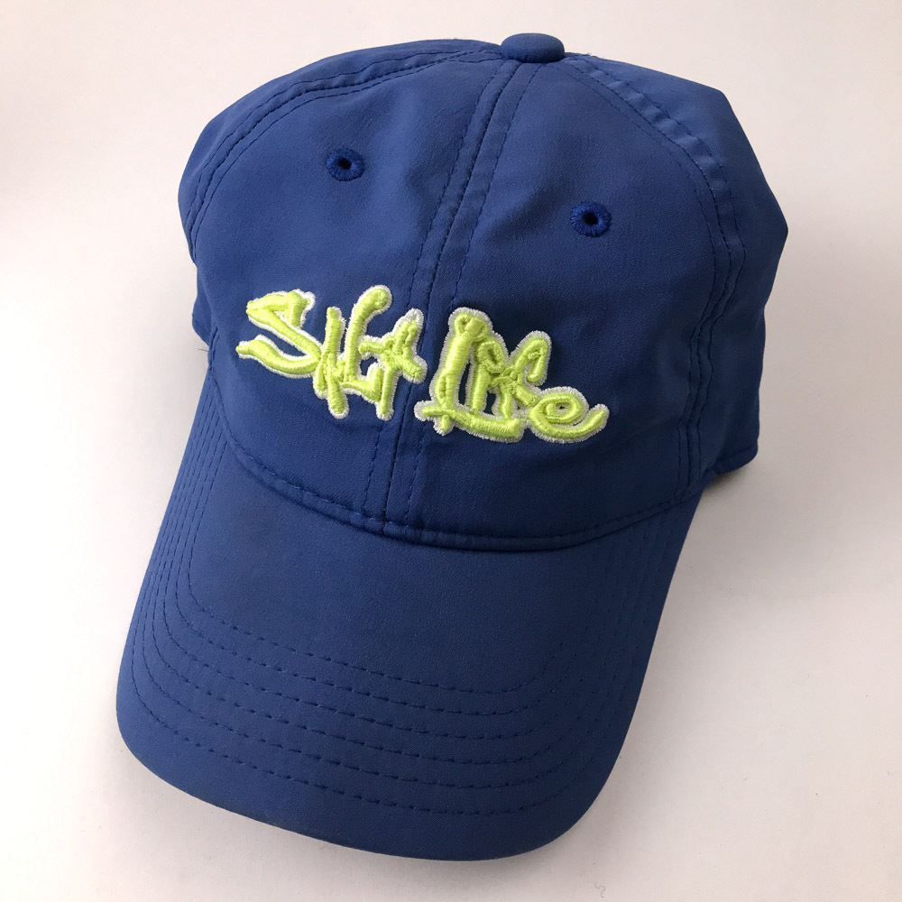 Salt Life neon lettering on light blue hat youth size